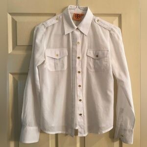 Tory Burch Button Down Sheer Blouse Size 8